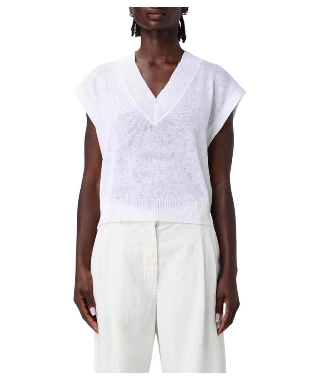 BRUNELLO CUCINELLI Белая льняная футболка, фото 1