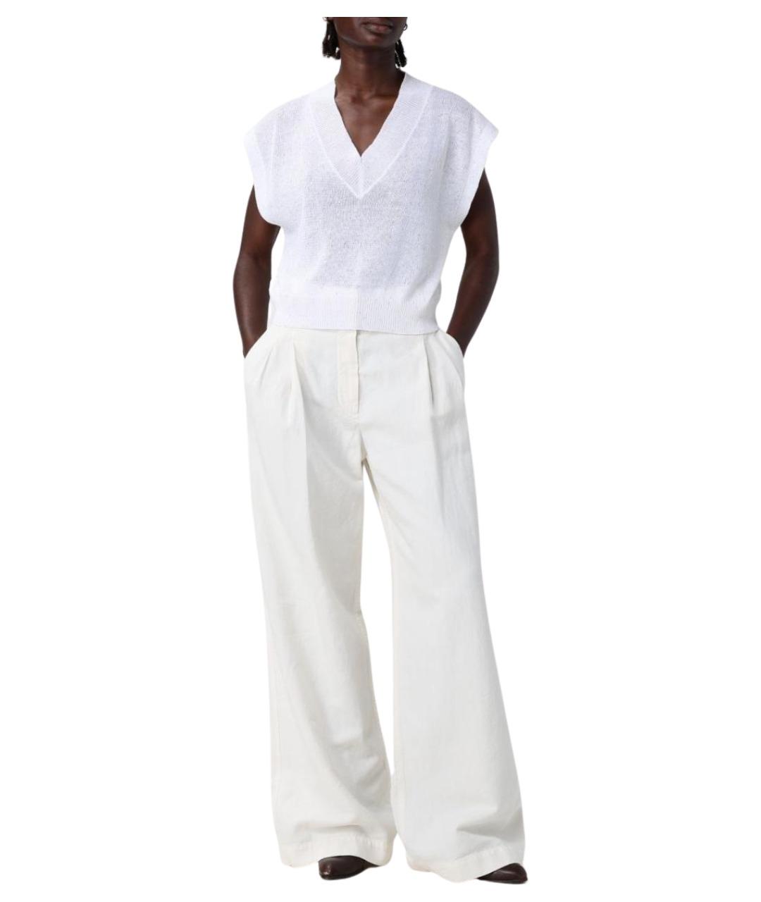 BRUNELLO CUCINELLI Белая льняная футболка, фото 2