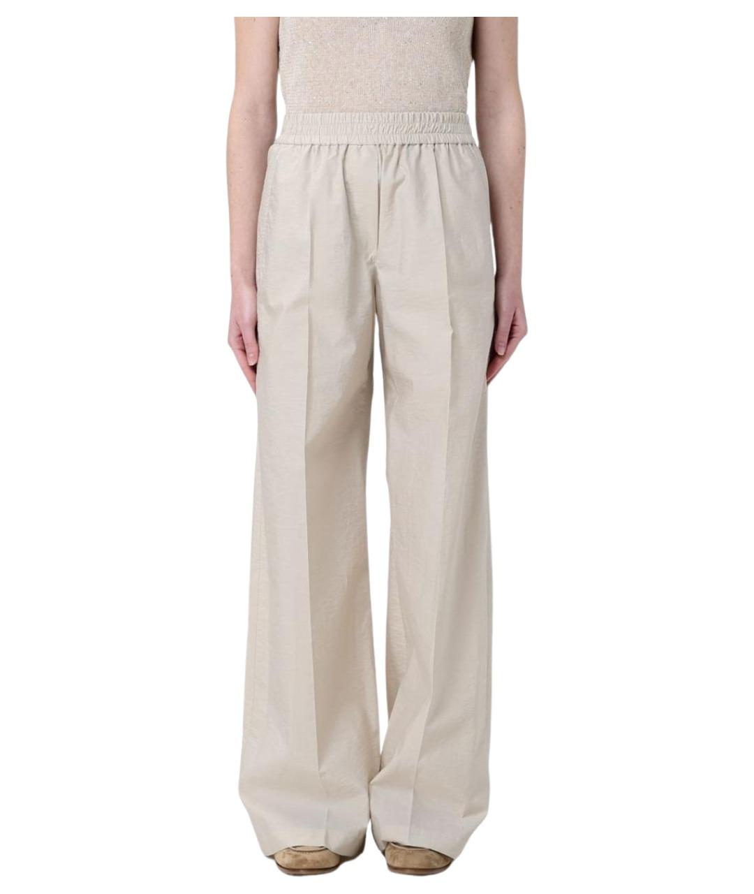 BRUNELLO CUCINELLI Бежевые льняные прямые брюки, фото 1