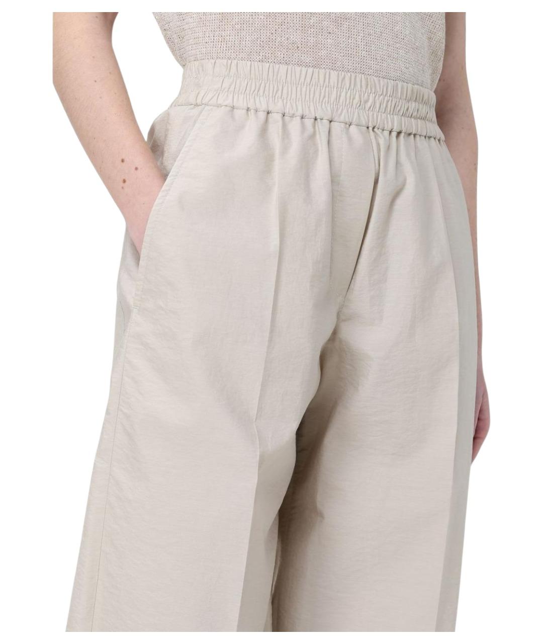 BRUNELLO CUCINELLI Бежевые льняные прямые брюки, фото 5