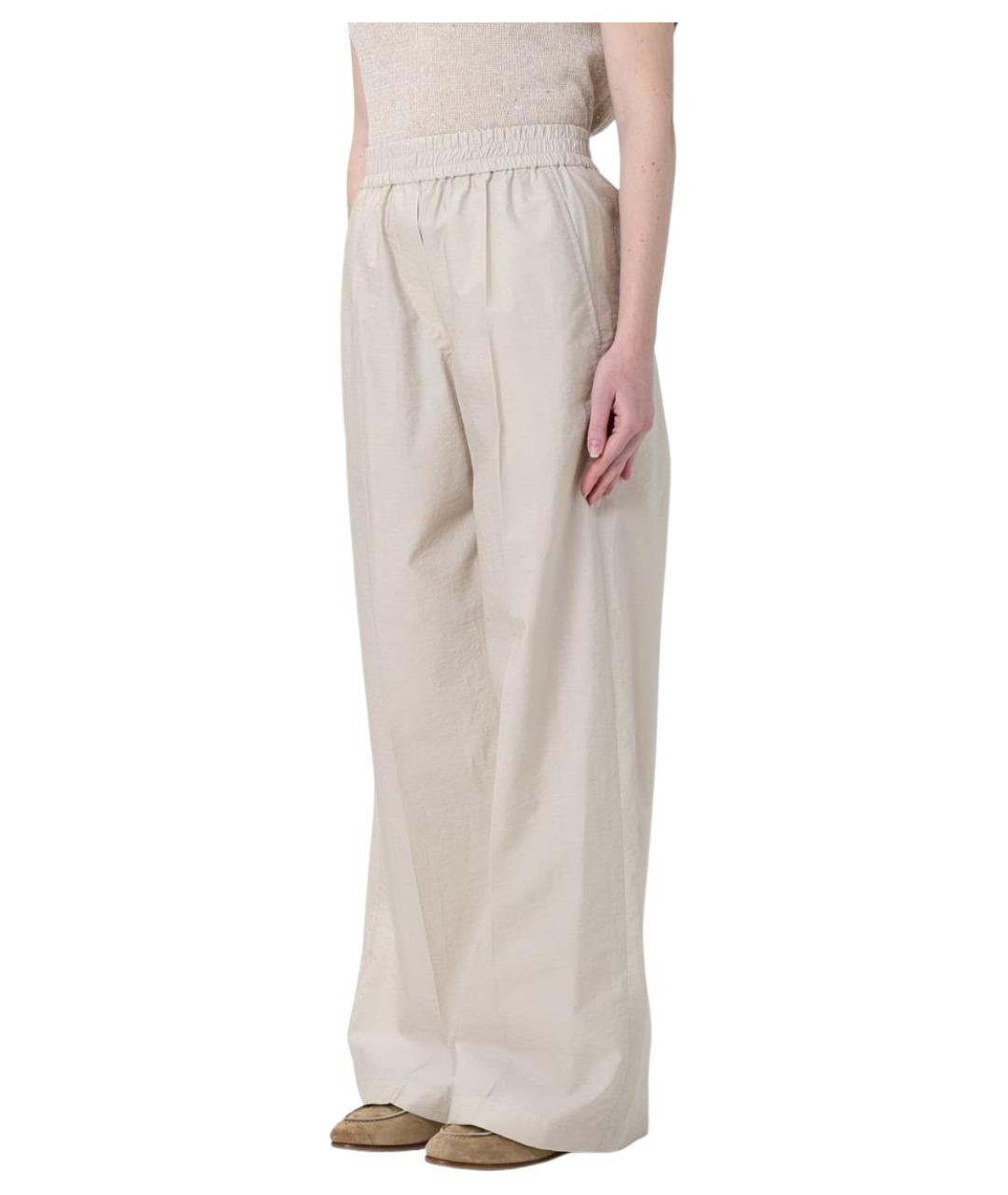 BRUNELLO CUCINELLI Бежевые льняные прямые брюки, фото 4