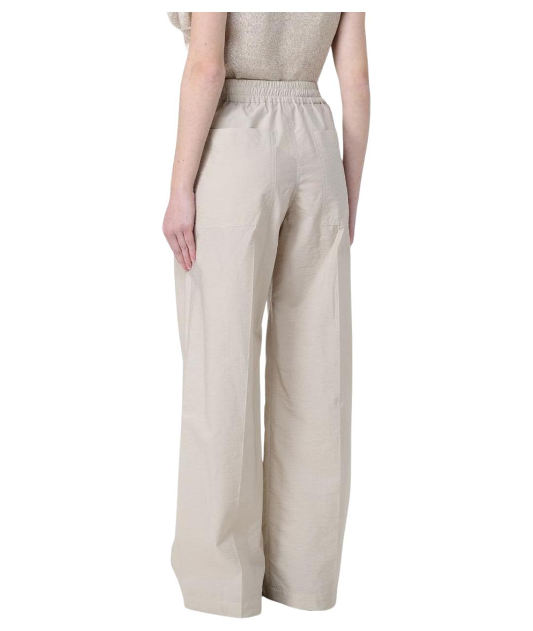 BRUNELLO CUCINELLI Бежевые льняные прямые брюки, фото 3