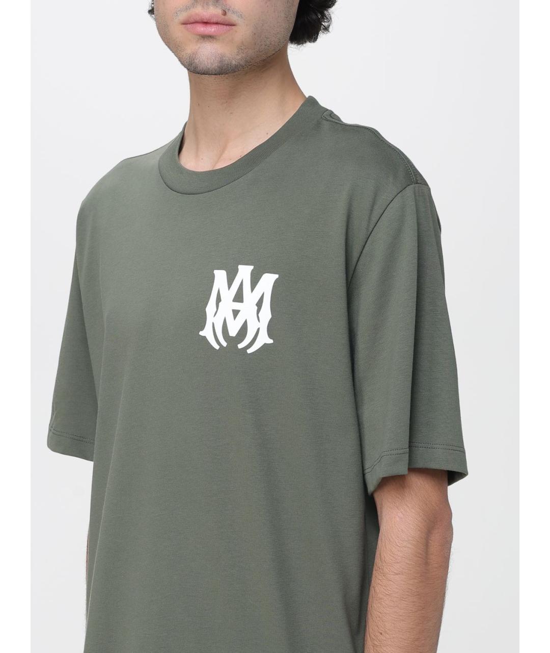 AMIRI Хаки хлопковая футболка, фото 3
