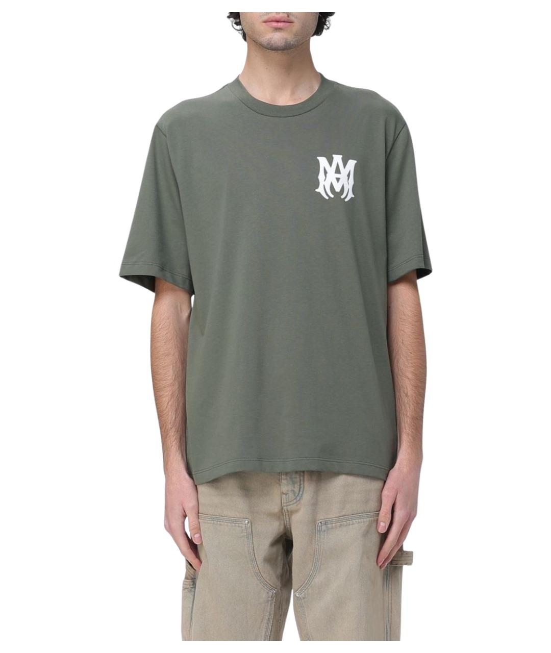 AMIRI Хаки хлопковая футболка, фото 1