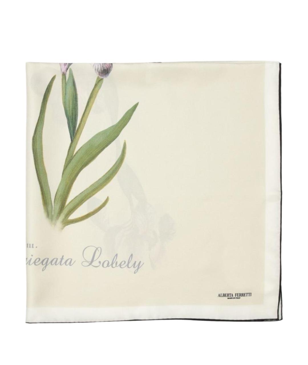 ALBERTA FERRETTI Бежевый шелковый платок, фото 1