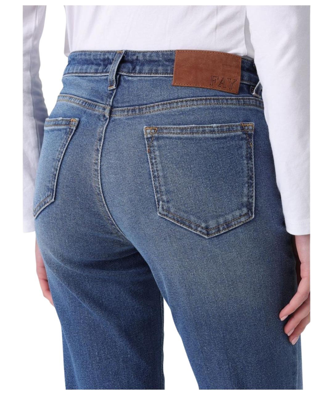 FAY Синие хлопковые прямые джинсы, фото 3