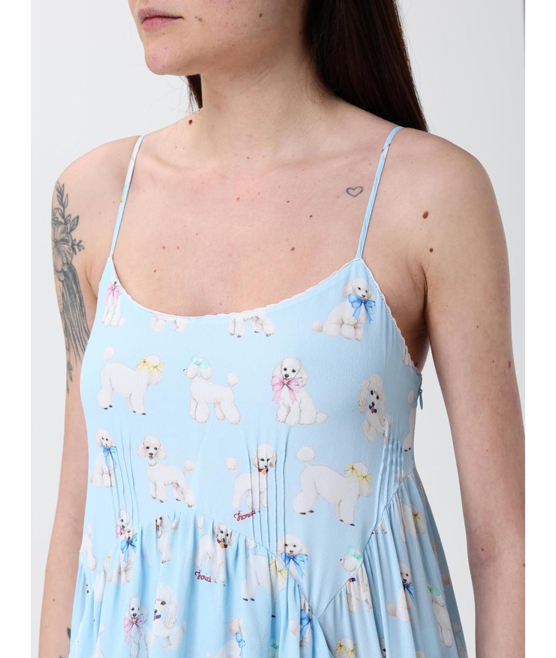 FIORUCCI Голубое вискозное повседневное платье, фото 3