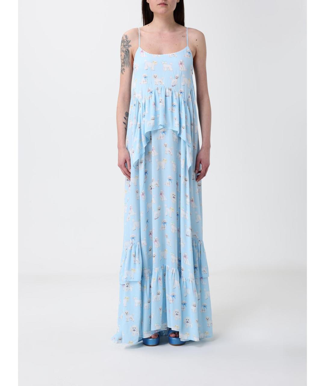 FIORUCCI Голубое вискозное повседневное платье, фото 4