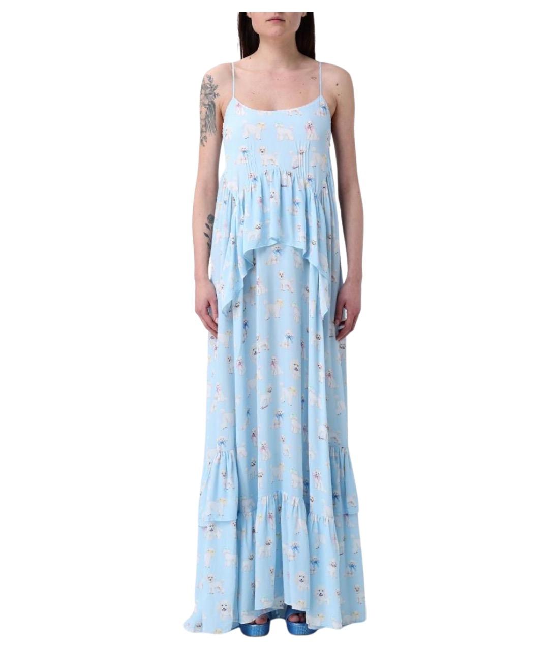 FIORUCCI Голубое вискозное повседневное платье, фото 1