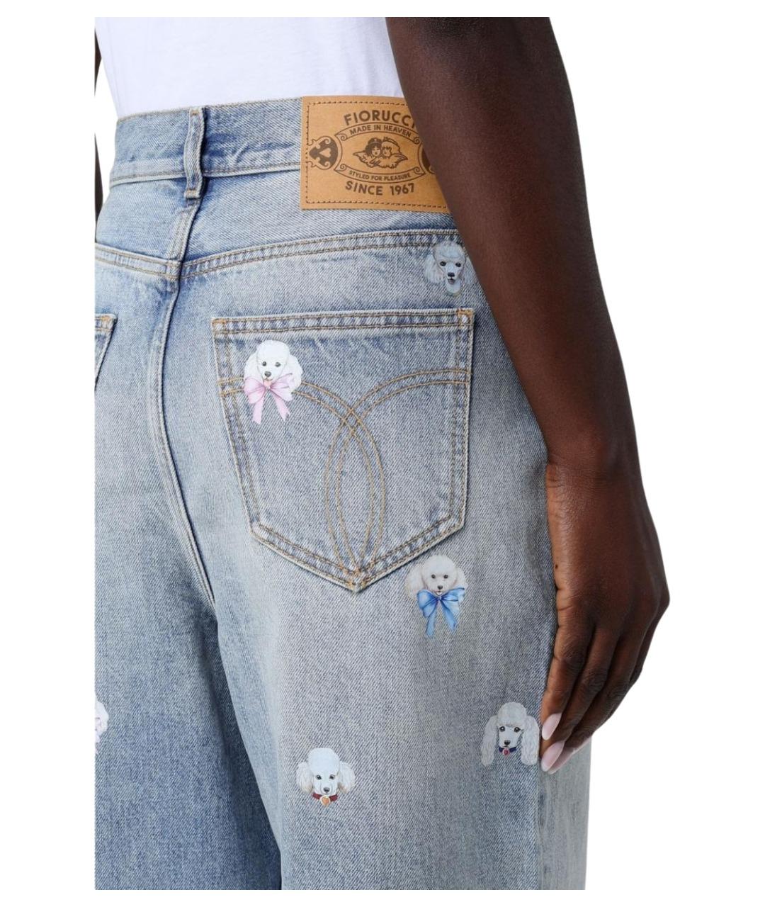 FIORUCCI Голубые хлопковые прямые джинсы, фото 4