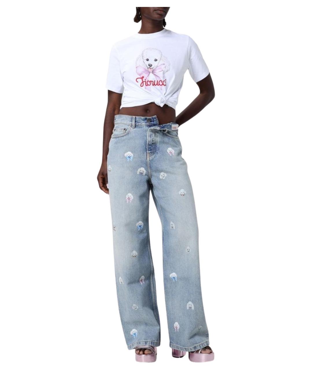 FIORUCCI Голубые хлопковые прямые джинсы, фото 2