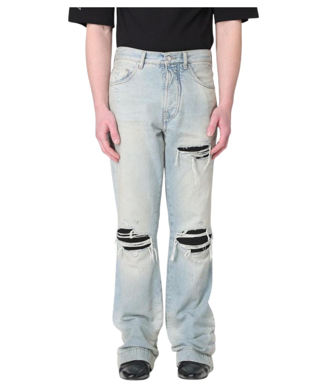 AMIRI Голубые хлопковые прямые джинсы, фото 1