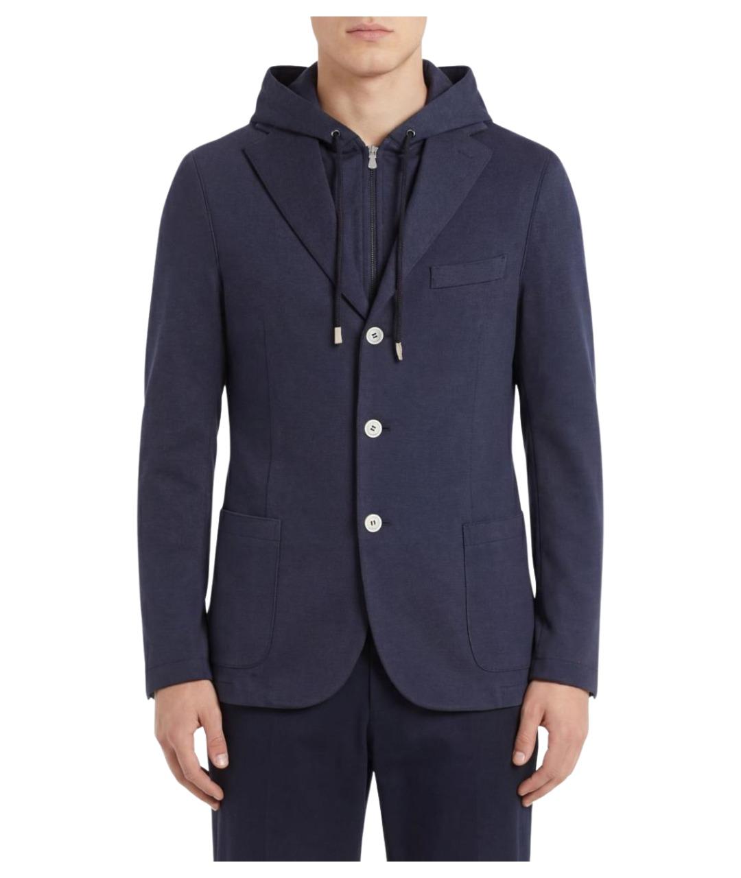ELEVENTY Синий хлопковый пиджак, фото 1