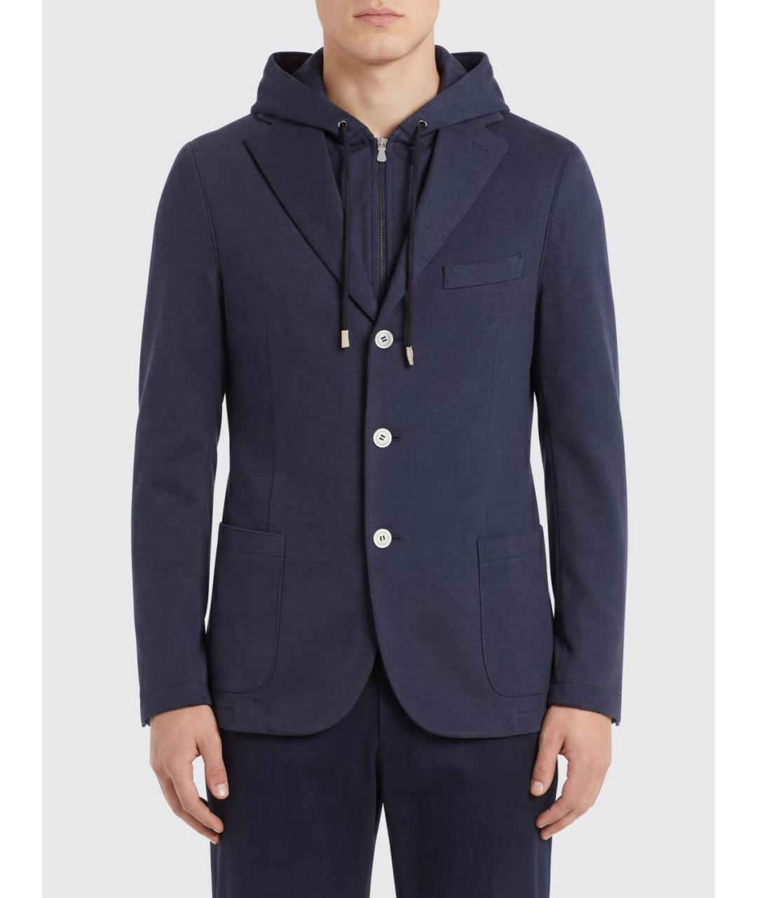 ELEVENTY Синий хлопковый пиджак, фото 3