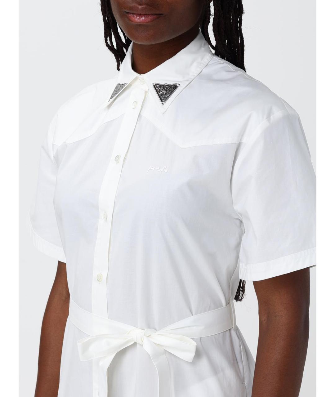 PINKO Белое хлопковое повседневное платье, фото 3