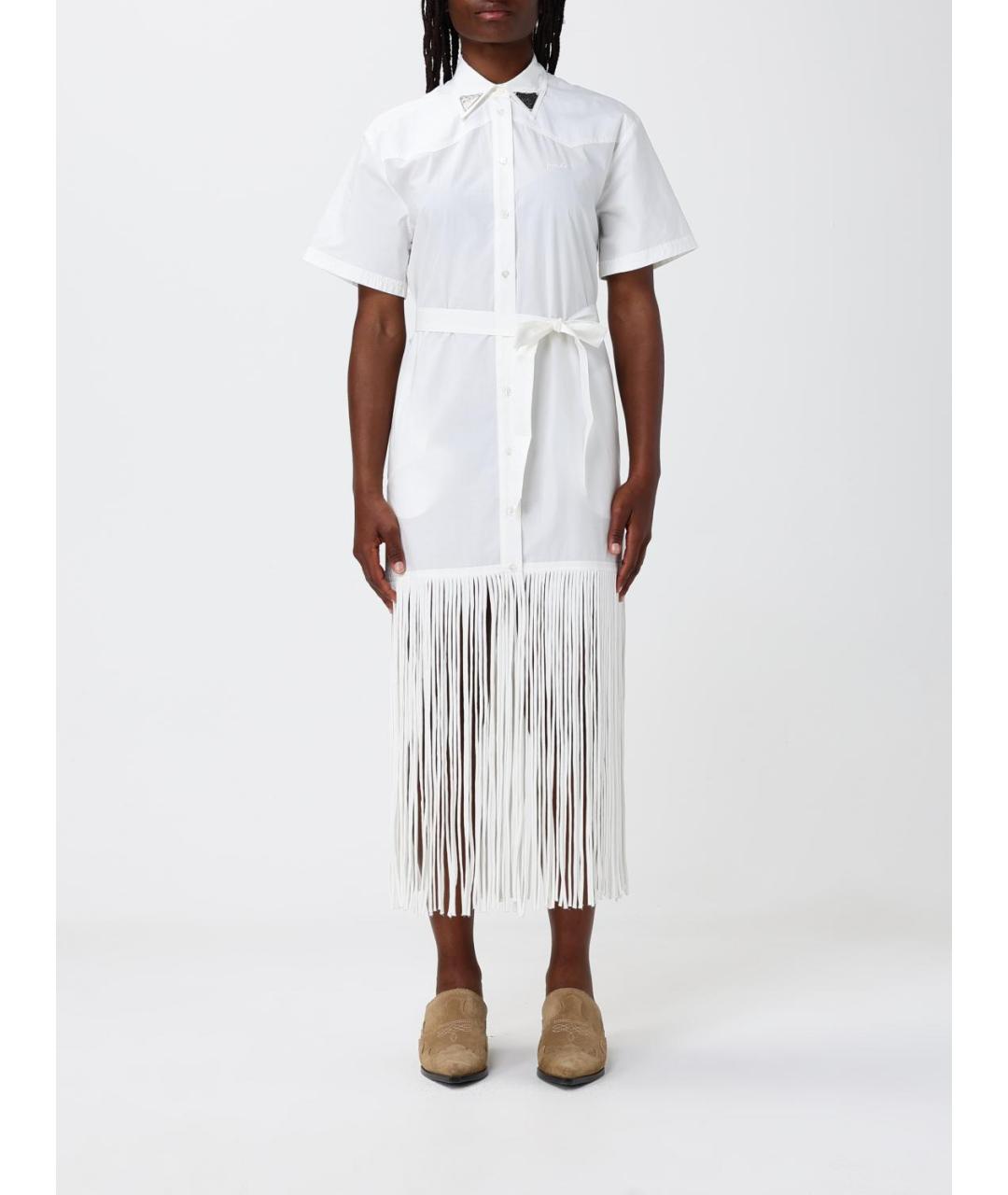 PINKO Белое хлопковое повседневное платье, фото 4