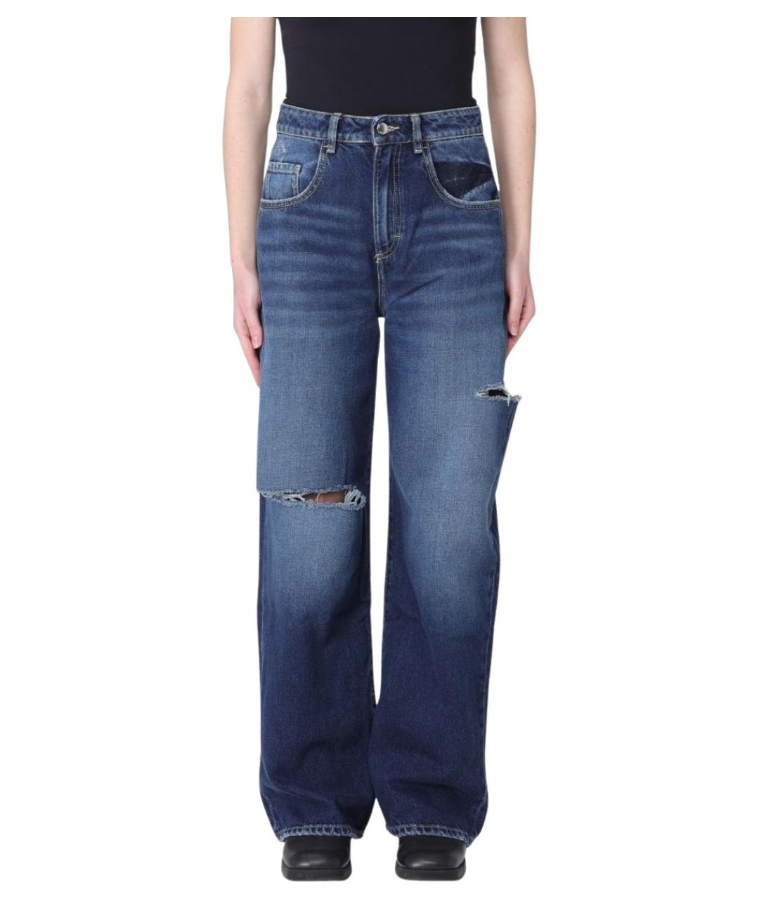 ICON DENIM Синие хлопковые прямые джинсы, фото 1