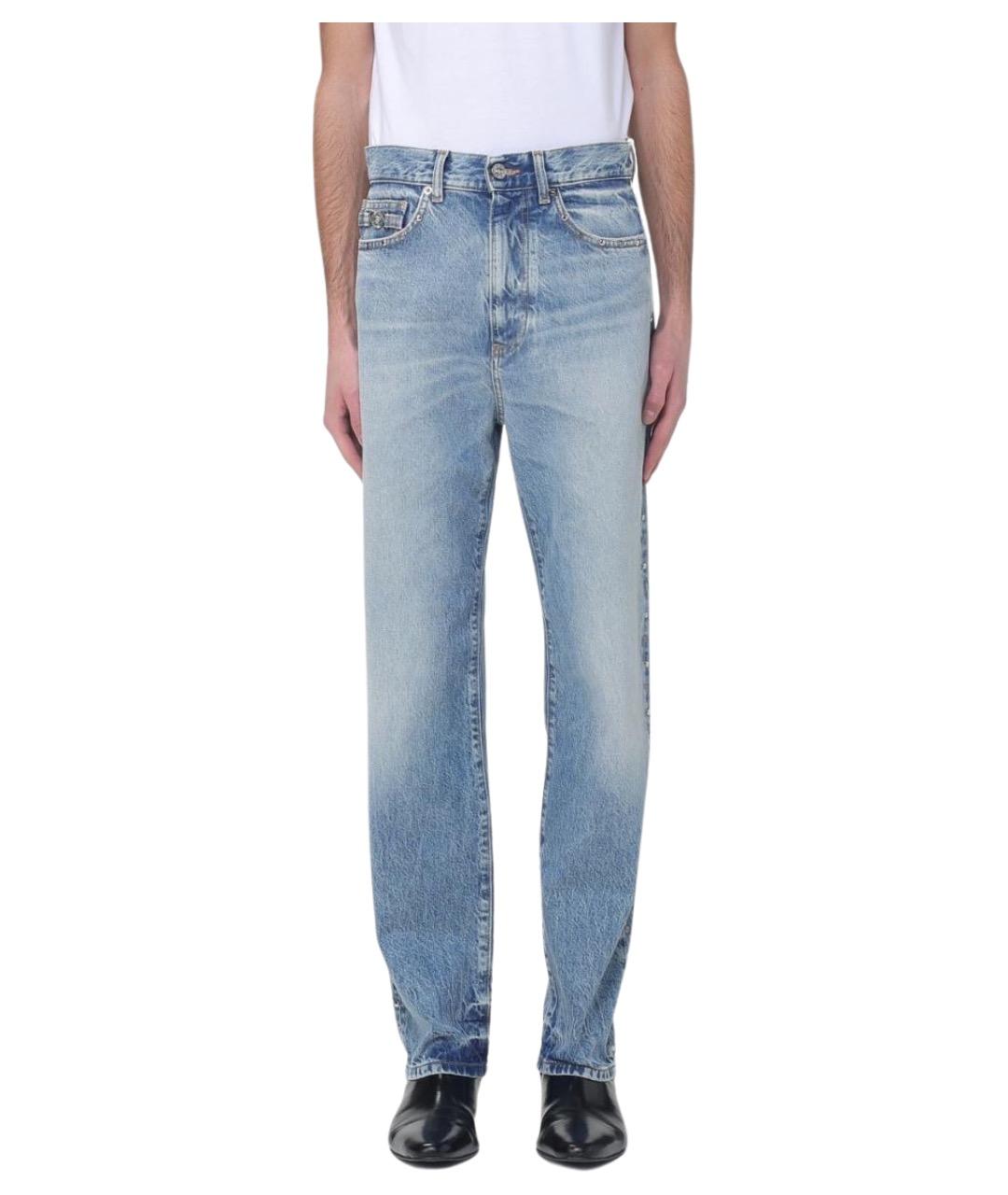 VERSACE Синие хлопковые прямые джинсы, фото 1