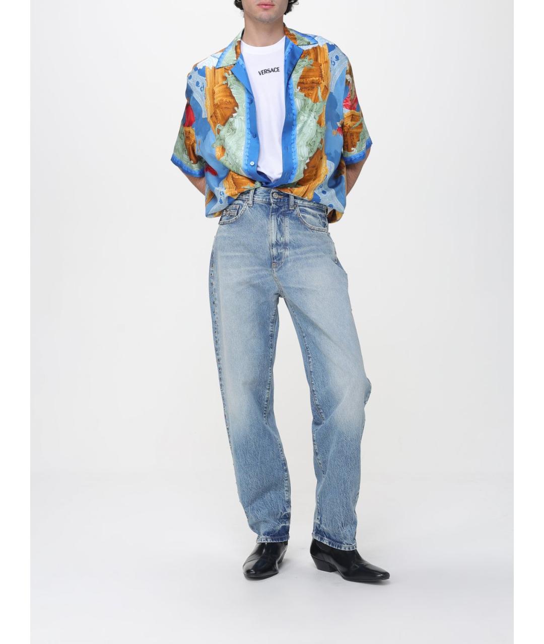 VERSACE Синие хлопковые прямые джинсы, фото 2