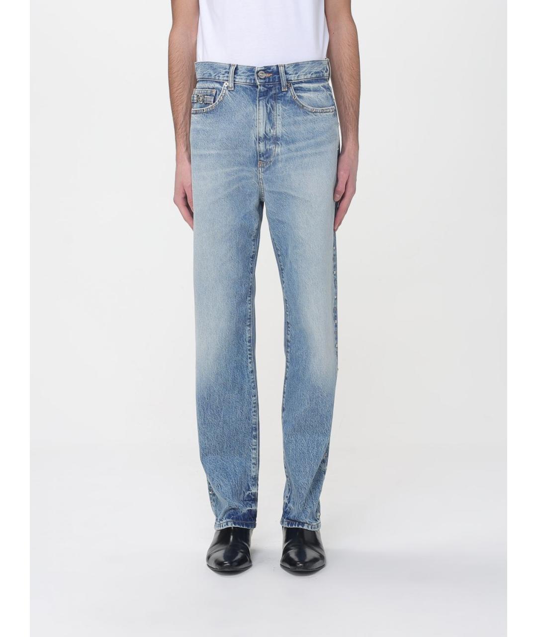 VERSACE Синие хлопковые прямые джинсы, фото 6