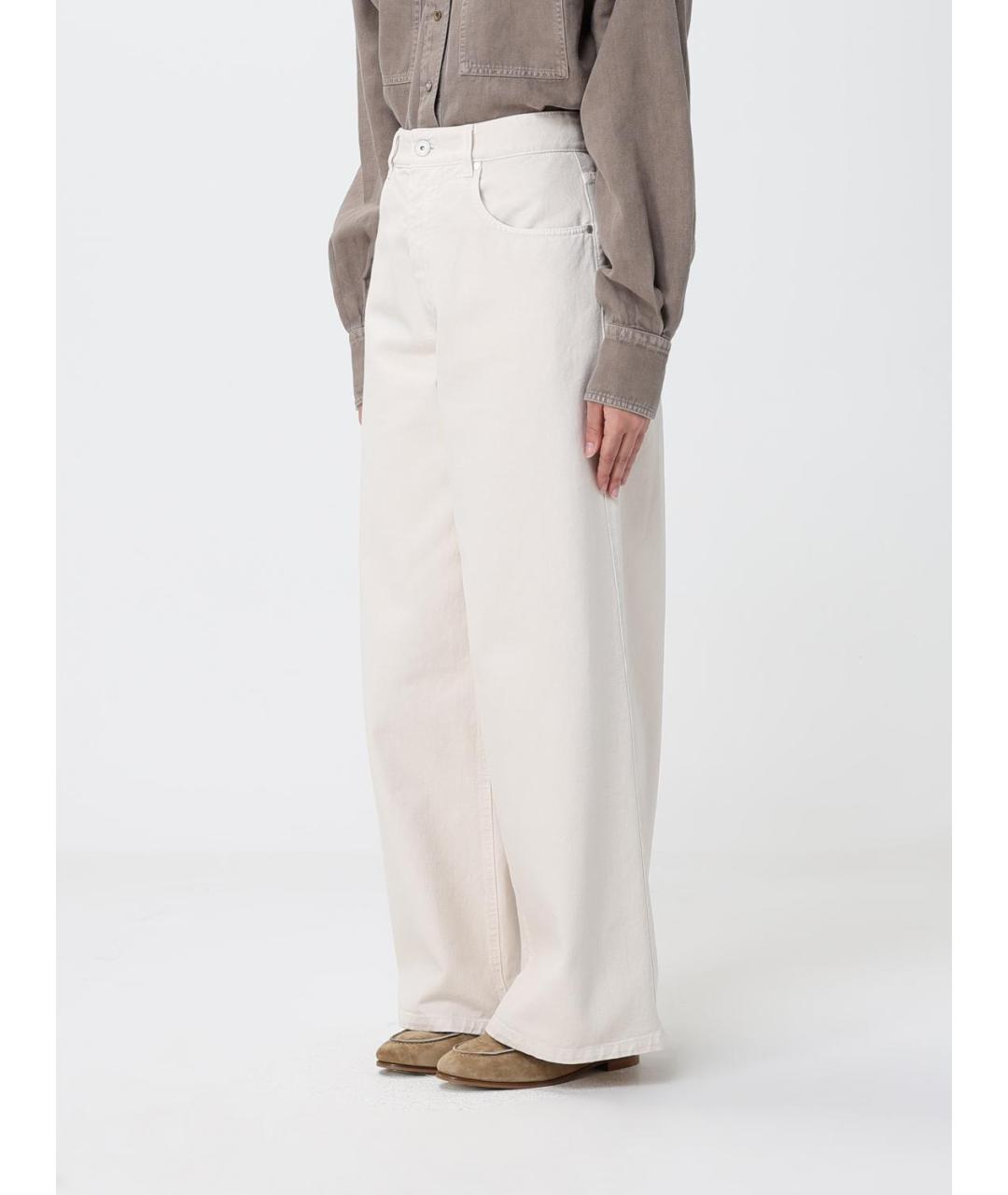 BRUNELLO CUCINELLI Белые хлопковые прямые джинсы, фото 4