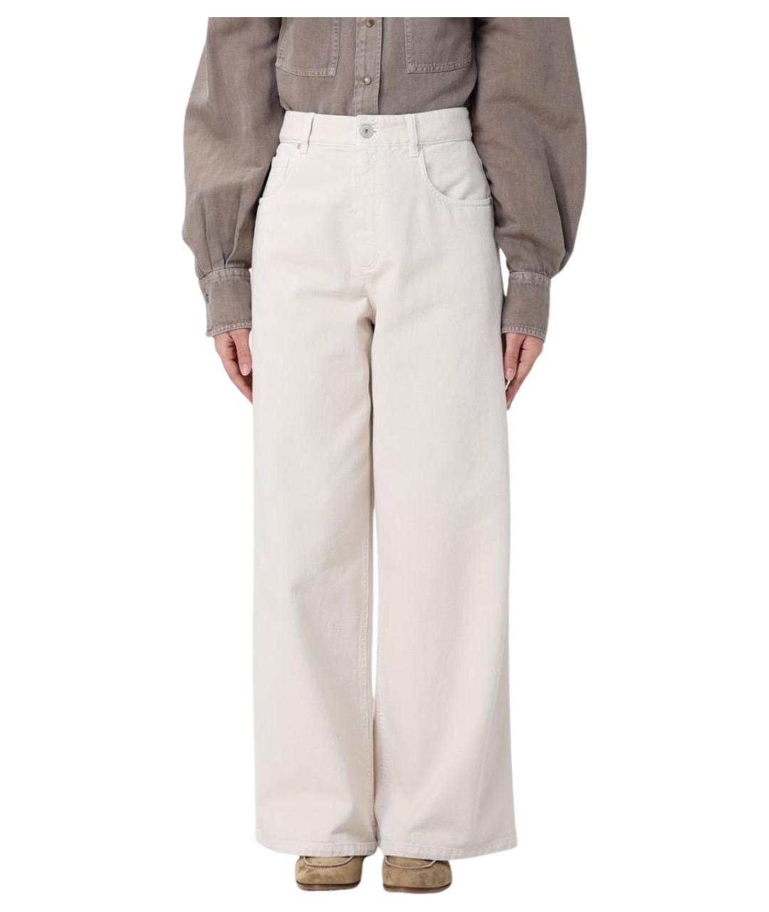 BRUNELLO CUCINELLI Белые хлопковые прямые джинсы, фото 1