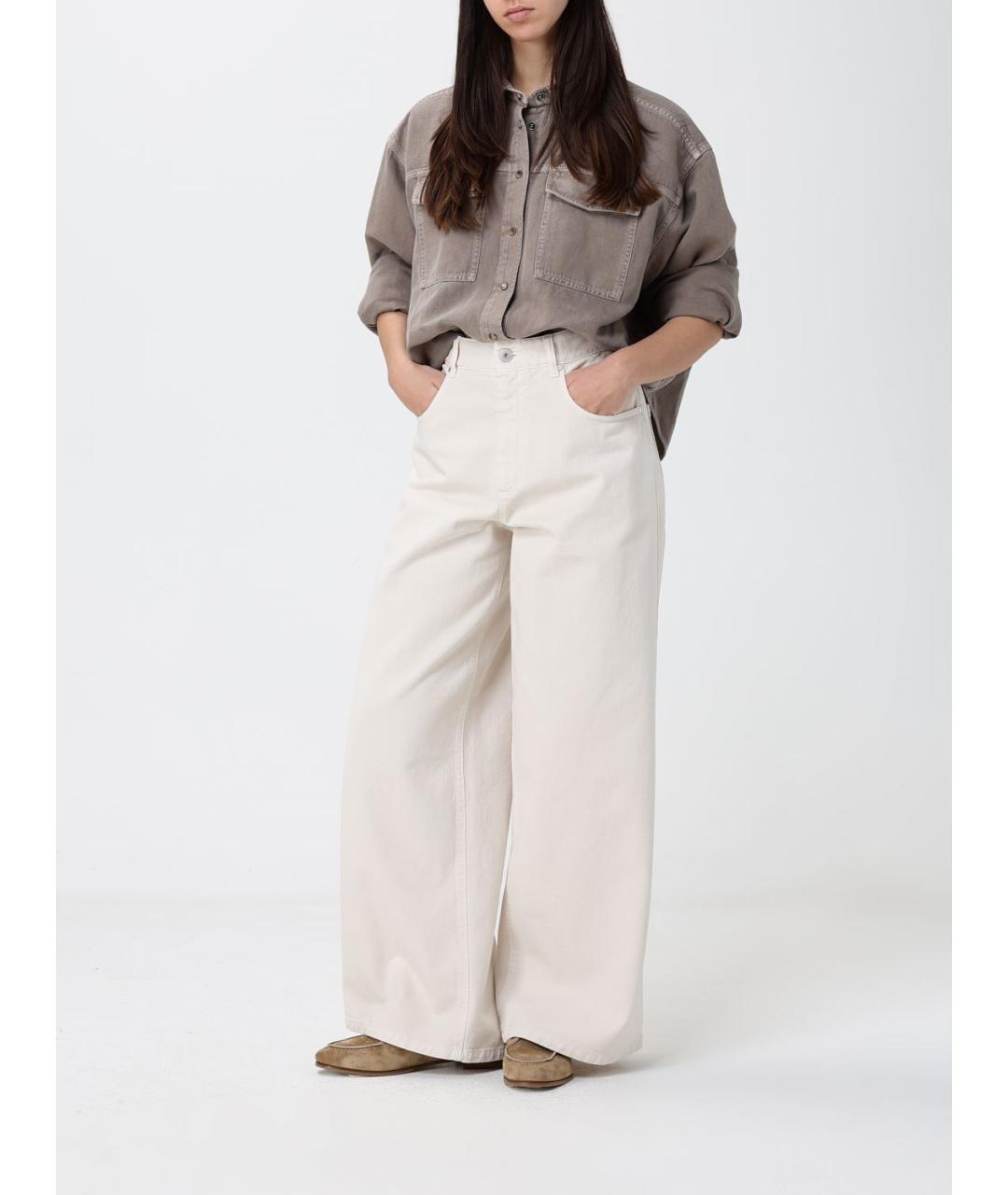 BRUNELLO CUCINELLI Белые хлопковые прямые джинсы, фото 2