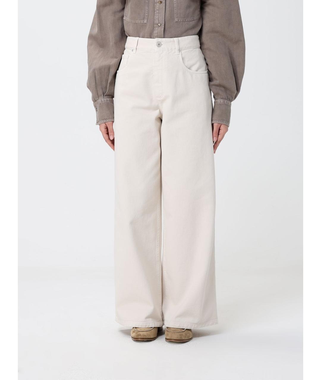 BRUNELLO CUCINELLI Белые хлопковые прямые джинсы, фото 6