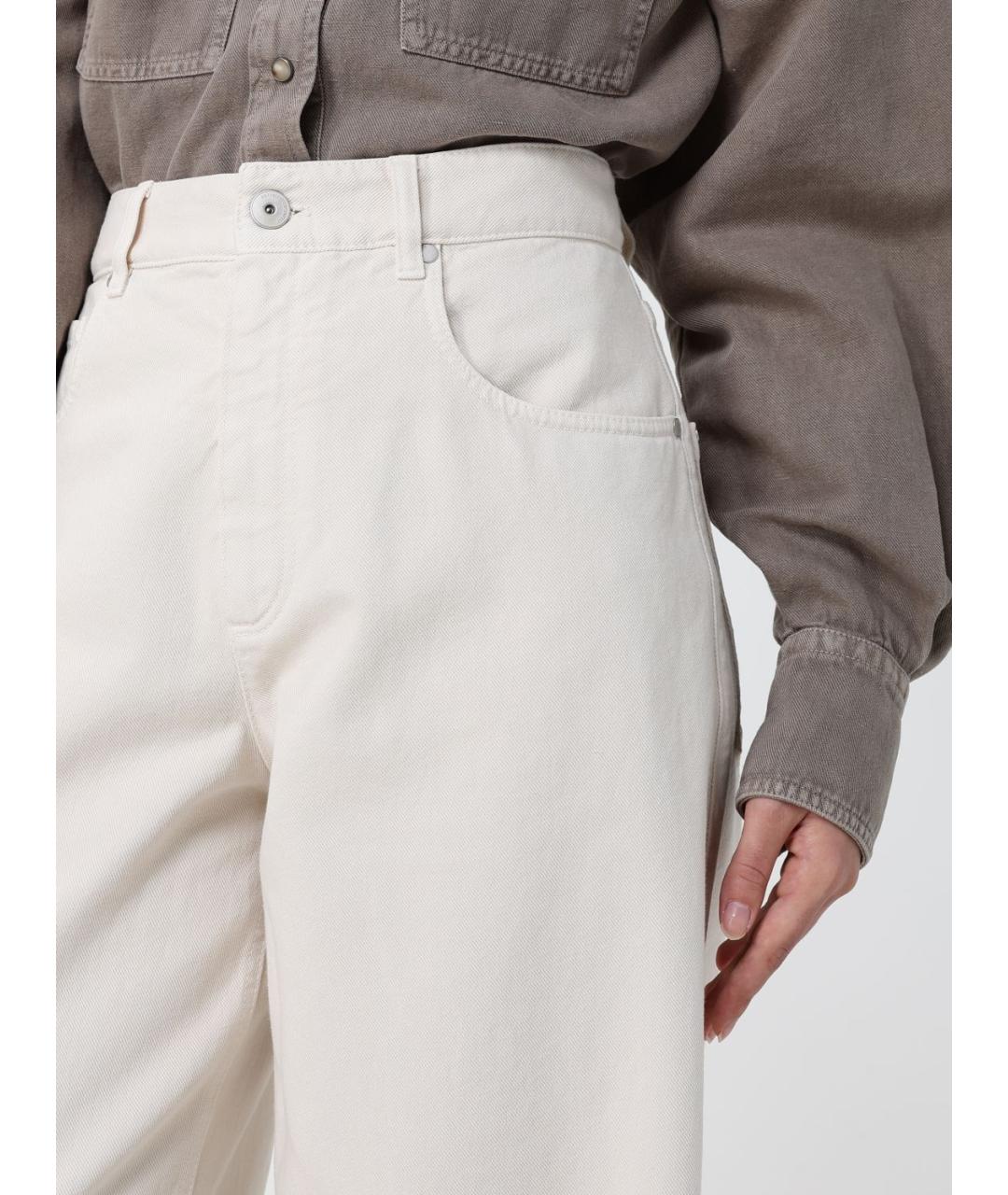 BRUNELLO CUCINELLI Белые хлопковые прямые джинсы, фото 5