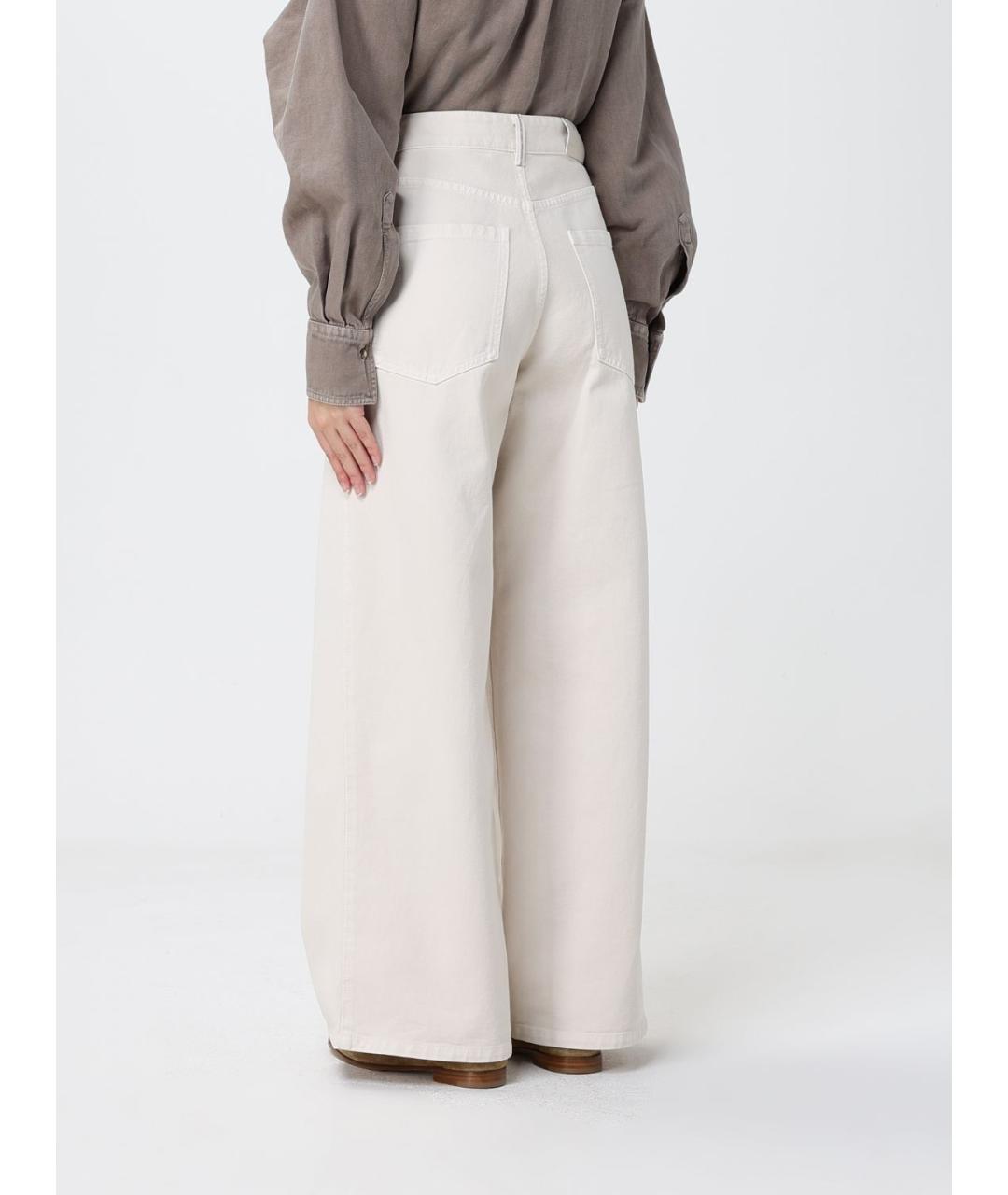 BRUNELLO CUCINELLI Белые хлопковые прямые джинсы, фото 3