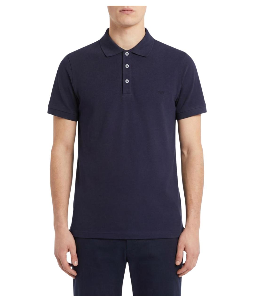 FAY Синее хлопковое поло с коротким рукавом, фото 1