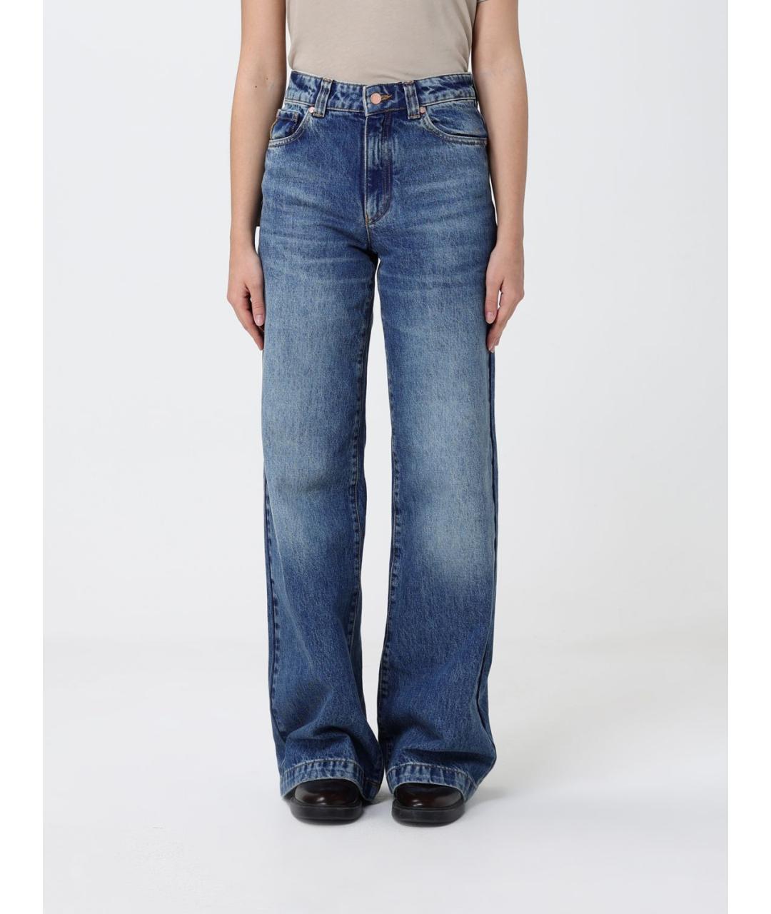 EMPORIO ARMANI Синие хлопковые прямые джинсы, фото 4