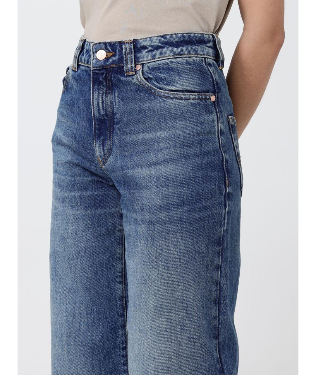 EMPORIO ARMANI Синие хлопковые прямые джинсы, фото 3