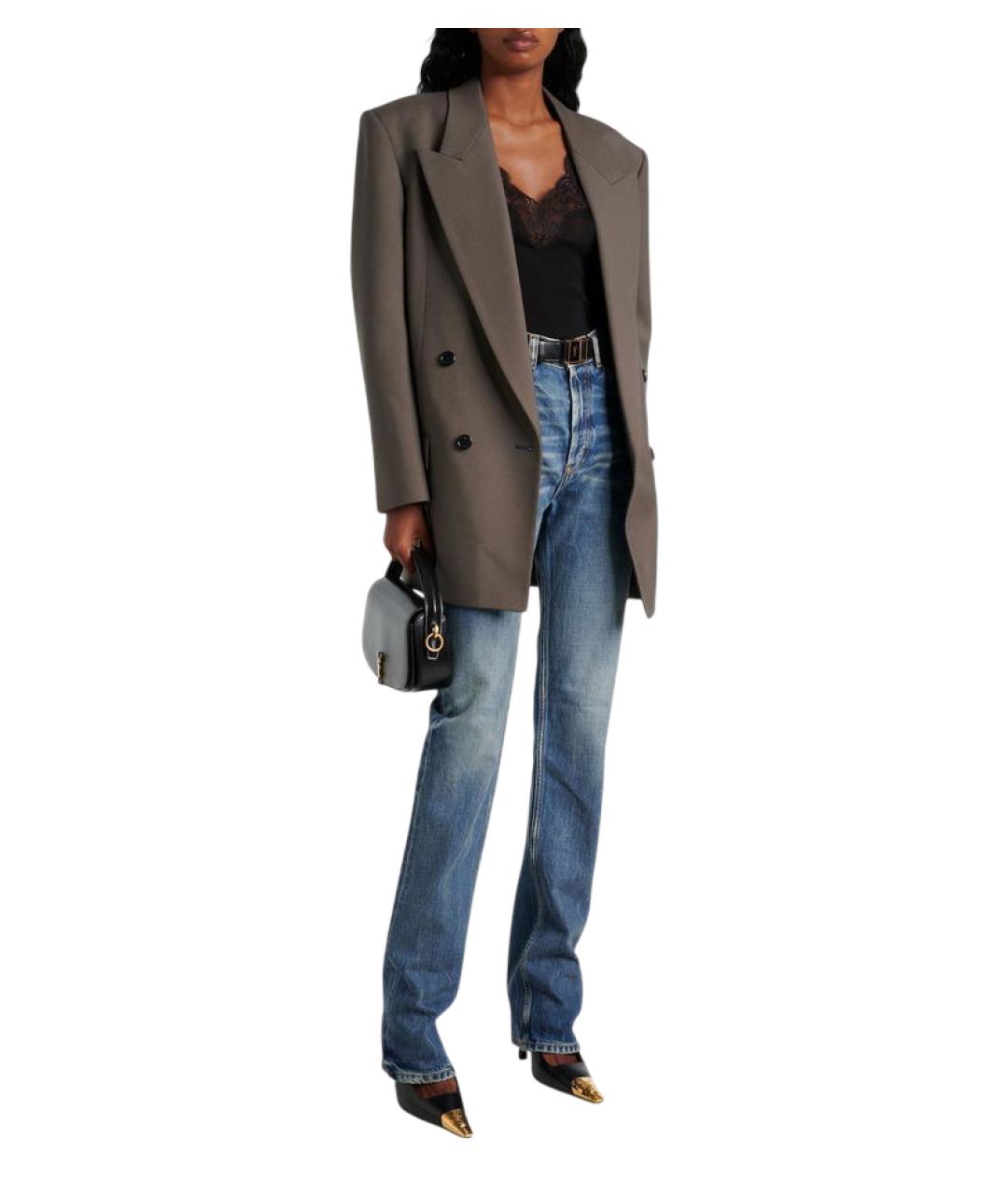 SAINT LAURENT Синие хлопковые прямые джинсы, фото 2