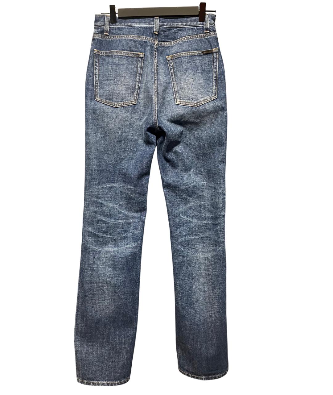 SAINT LAURENT Синие хлопковые прямые джинсы, фото 4