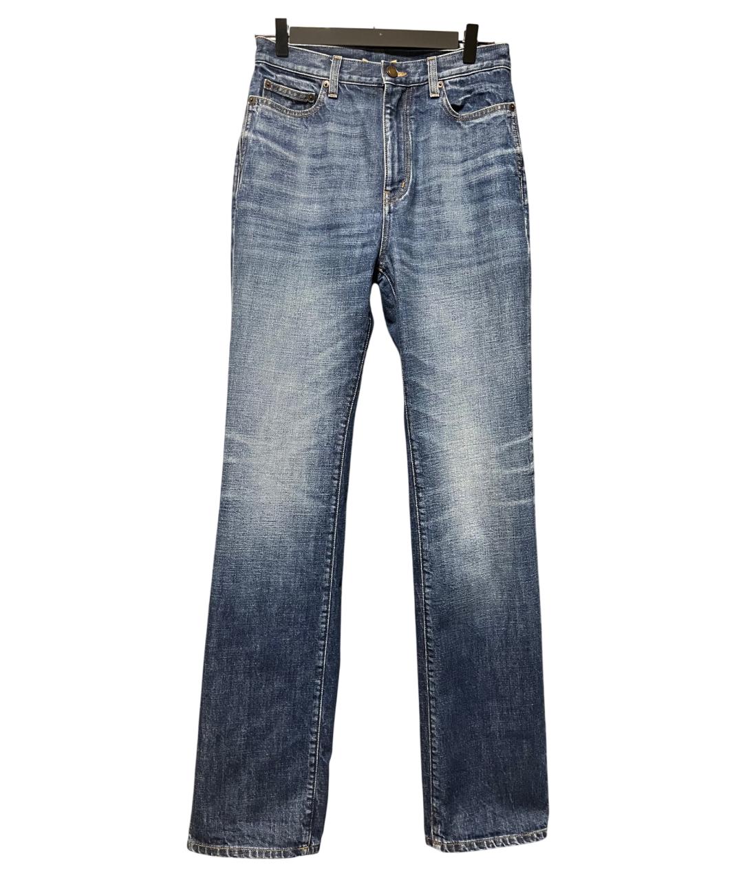 SAINT LAURENT Синие хлопковые прямые джинсы, фото 3