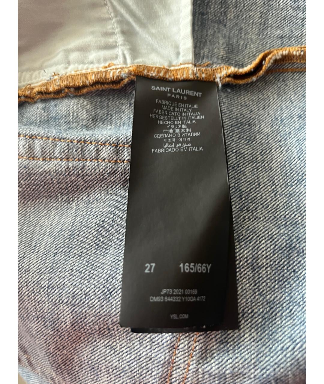 SAINT LAURENT Синие хлопковые прямые джинсы, фото 5