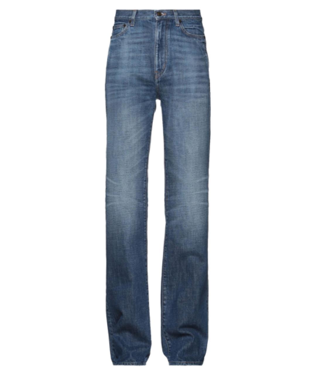 SAINT LAURENT Синие хлопковые прямые джинсы, фото 1
