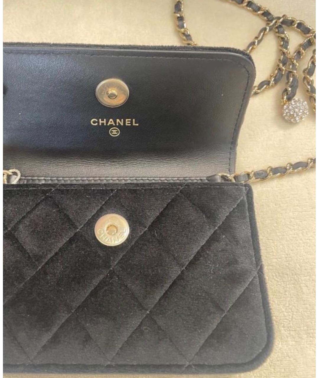 CHANEL Черная бархатная сумка через плечо, фото 6
