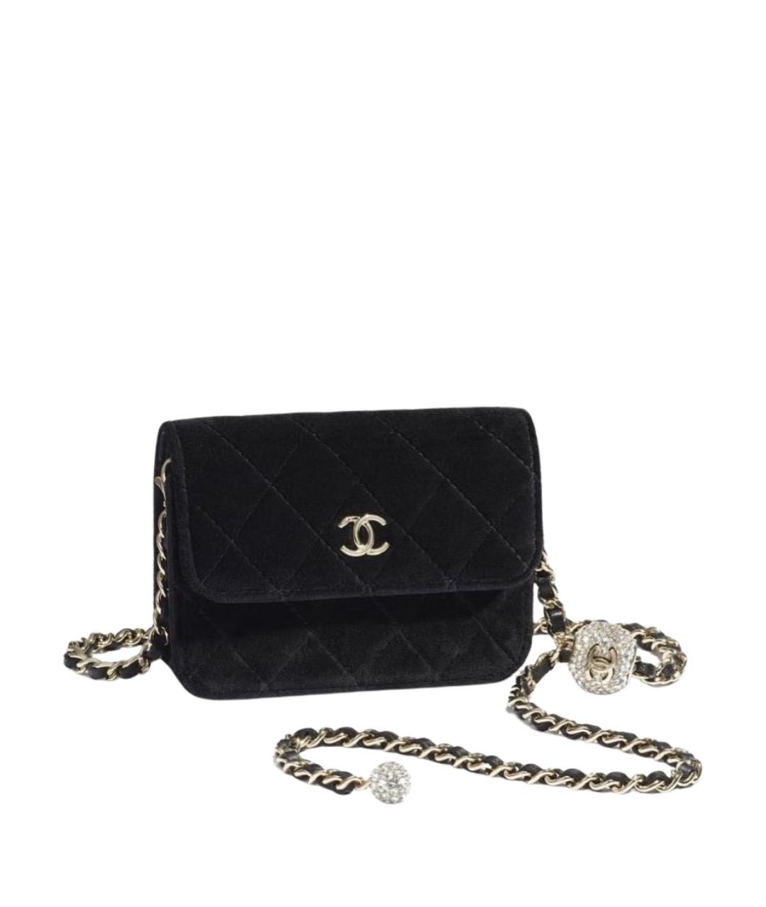 CHANEL Черная бархатная сумка через плечо, фото 1