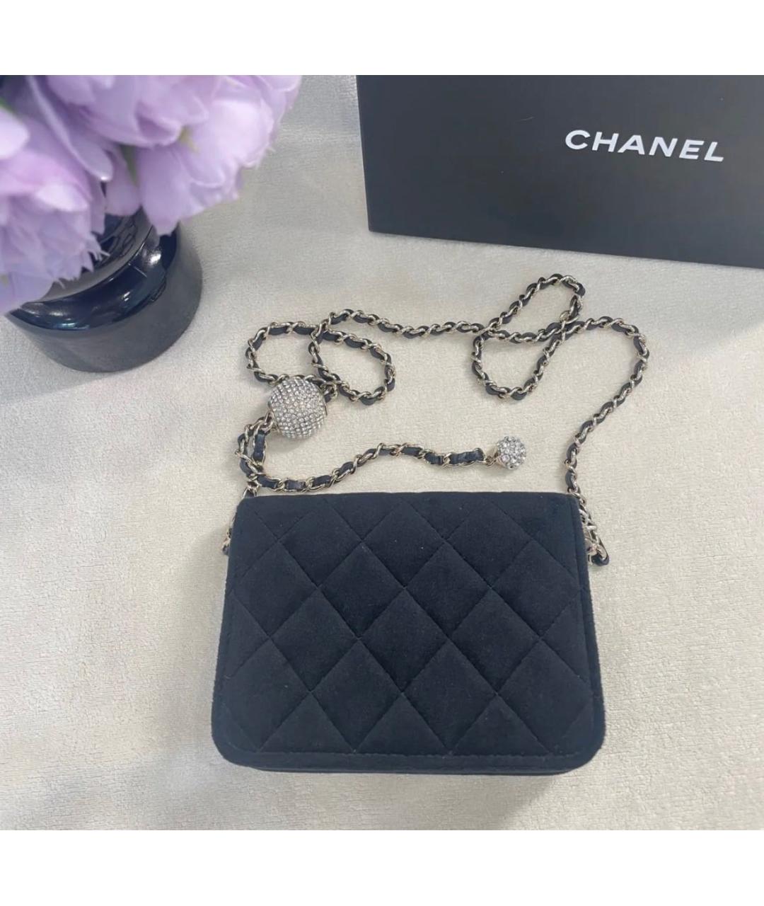 CHANEL Черная бархатная сумка через плечо, фото 4