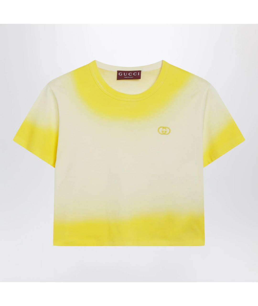 GUCCI Желтая хлопковая футболка, фото 3