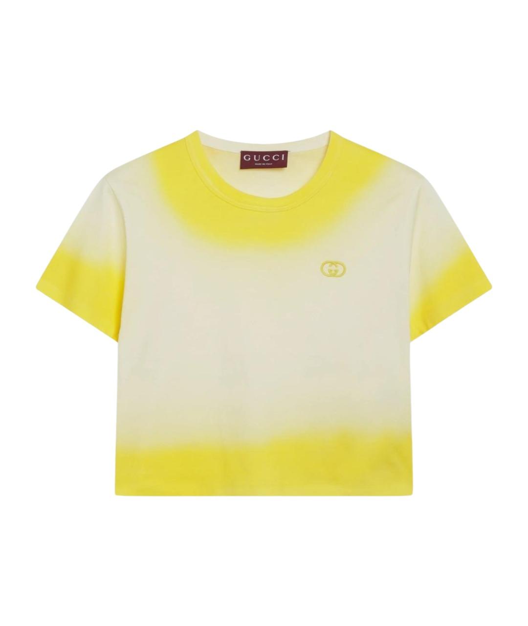 GUCCI Желтая хлопковая футболка, фото 1