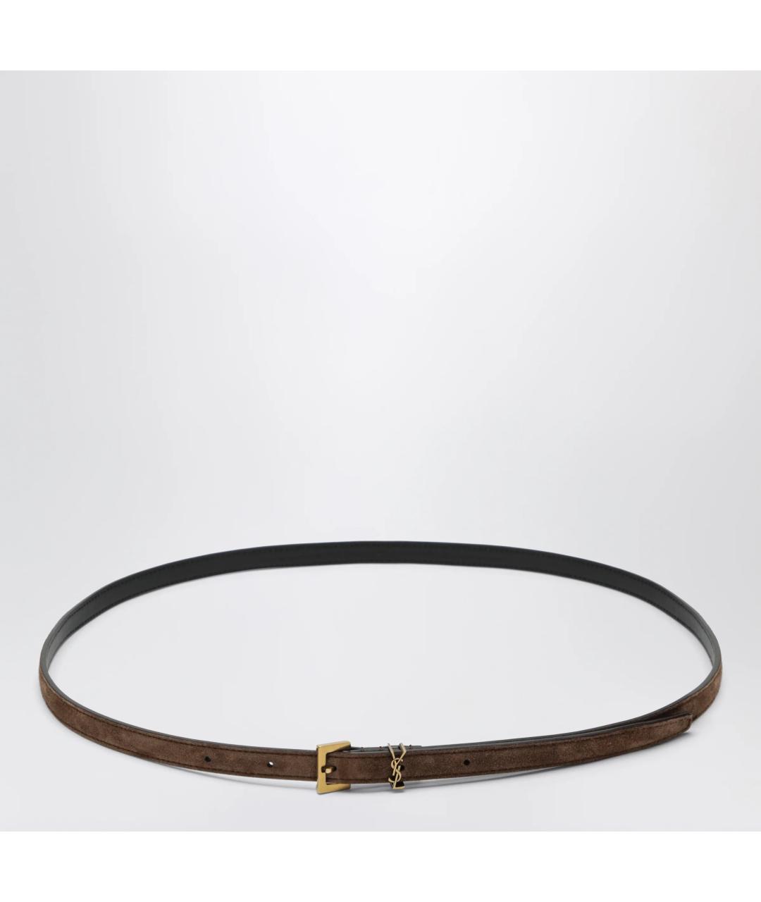 SAINT LAURENT Коричневый замшевый ремень, фото 3