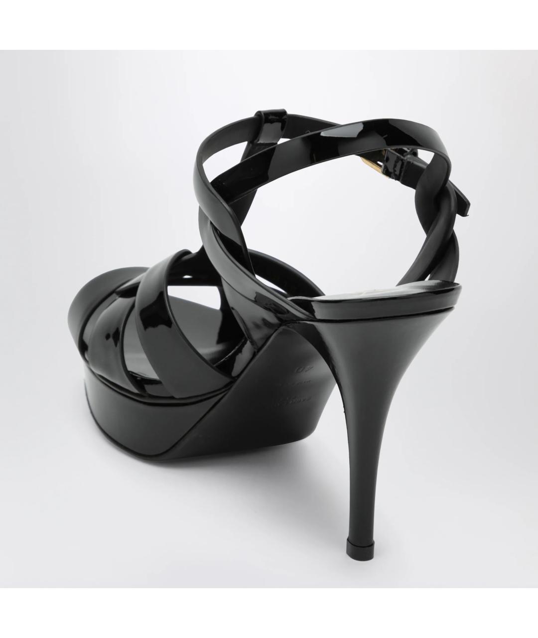 SAINT LAURENT Черные босоножки из лакированной кожи, фото 2