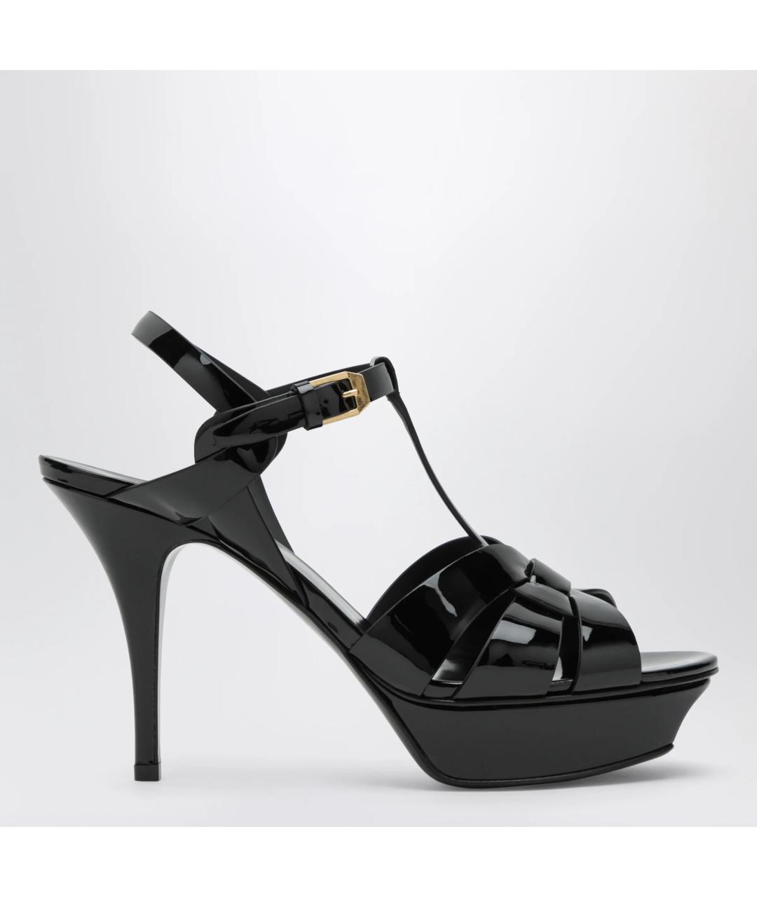 SAINT LAURENT Черные босоножки из лакированной кожи, фото 3