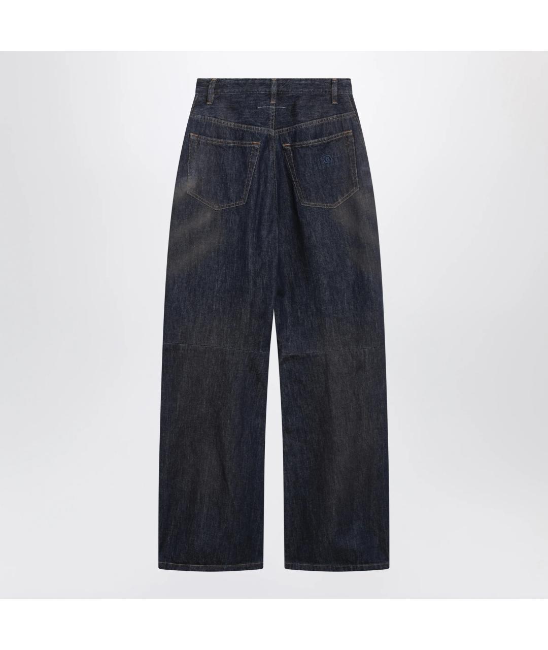 MM6 MAISON MARGIELA Синие хлопковые прямые брюки, фото 2