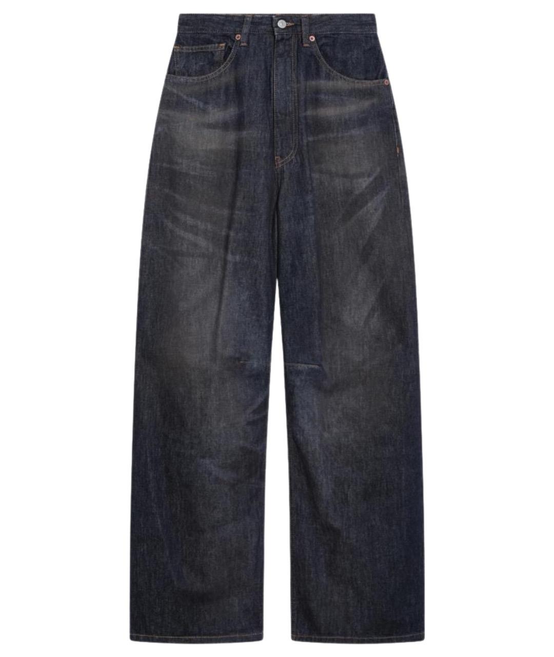 MM6 MAISON MARGIELA Синие хлопковые прямые брюки, фото 1