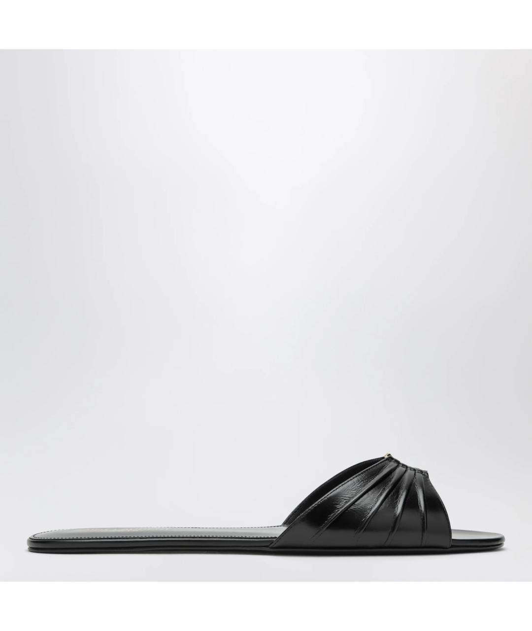 SAINT LAURENT Черные кожаные шлепанцы, фото 3
