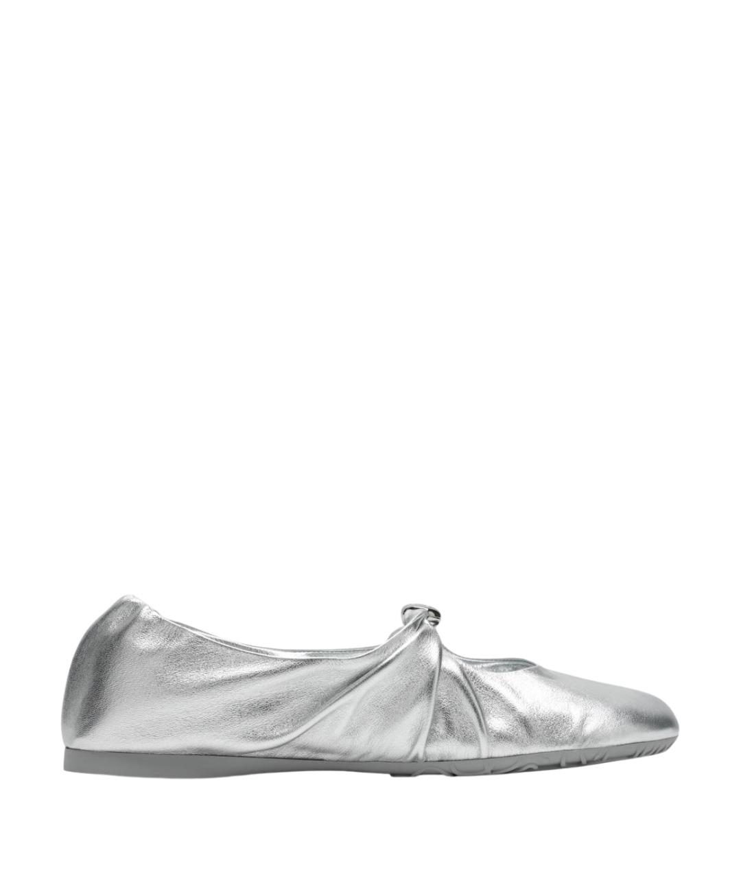LOEWE Серебряные кожаные балетки, фото 1